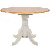 Oakley 42" Round Ext Drop Leaf Dining Table in Antique White & Distressed Light Oak Finish