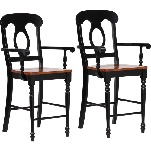 Selections Napoleon Counter Stool in Antique Black & Cherry (Set of 2)