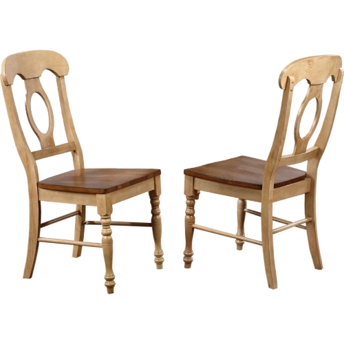 Brook Napoleon Dining Chair in Wheat & Brown Wood (Set of 2)