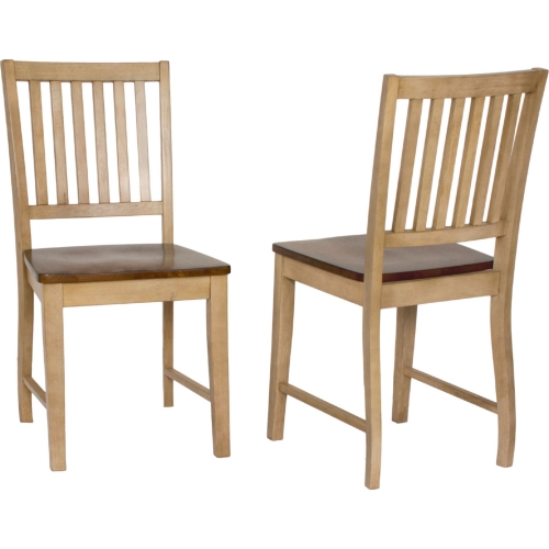 Brook Slat Back Dining Chair in Wheat & Brown Wood (Set of 2)