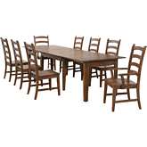 Simply Brook 9 Piece 134" Extension Dining Set in Brown Wood