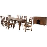 Simply Brook 10 Piece 134" Extension Dining Set in Brown Wood