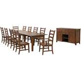 Simply Brook 12 Piece 134" Extension Dining Set in Amish Brown