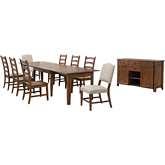 Simply Brook 10 Piece 134" Extension Dining Set in Brown Wood