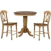 Brook 3 Piece 36" Round Counter Dining Set in Distressed Wheat & Brown