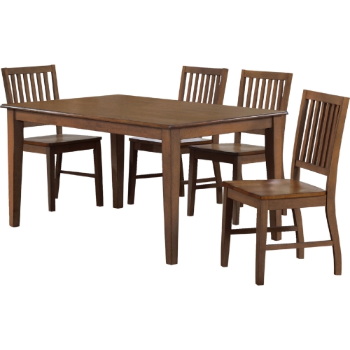 Simply Brook 5 Piece 60" Table Dining Set in Brown Wood