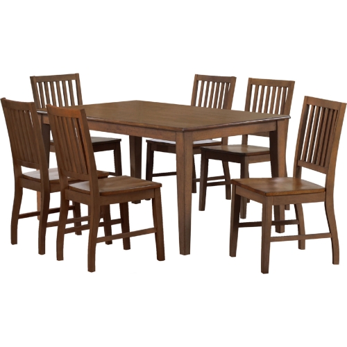 Simply Brook 7 Piece 60" Table Dining Set in Brown Wood