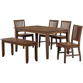 Simply Brook 6 Piece 60" Dining Set in Brown Wood