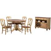 Brook 6 Piece 42" Round to 60" Oval Dining Set in Distressed Wheat & Brown