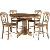 Brook 5 Piece 42" Round to 60" Oval Counter Dining Set in Wheat & Brown