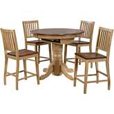Brook 5 Piece 42" Round to 60" Oval Counter Dining Set in Wheat & Brown