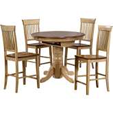 Brook 5 Piece 42" Round to 60" Oval Counter Dining Set in Wheat & Brown