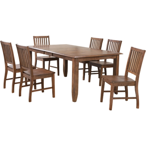 Simply Brook 7 Piece 72" Extension Dining Set in Amish Brown