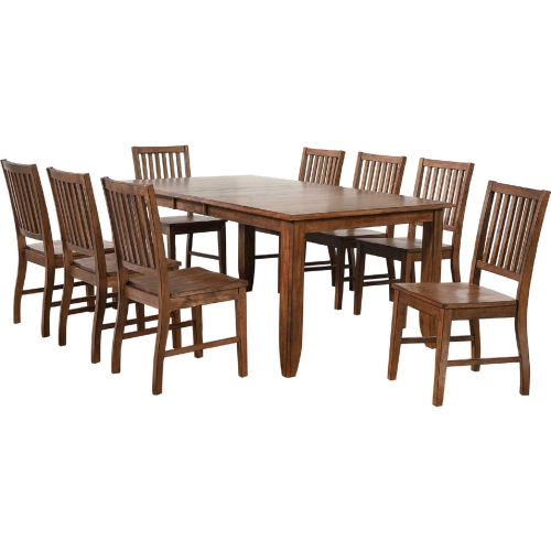 Simply Brook 9 Piece 72" Extension Dining Set in Amish Brown