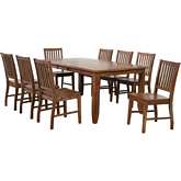 Simply Brook 9 Piece 72" Extension Dining Set in Amish Brown