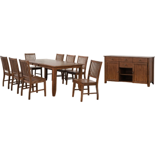 Simply Brook 10 Piece 72" Extension Dining Set in Brown Wood