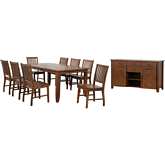Simply Brook 10 Piece 72" Extension Dining Set in Brown Wood