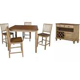 Brook 6 Piece 48" Square Counter Dining Set in Distressed Wheat & Brown