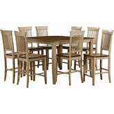 Brook 9 Piece 48" Square Counter Dining Set in Distressed Wheat & Brown