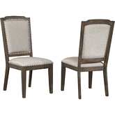 Cali Dining Chair in Brown Wood & Gray Fabric (Set of 2)