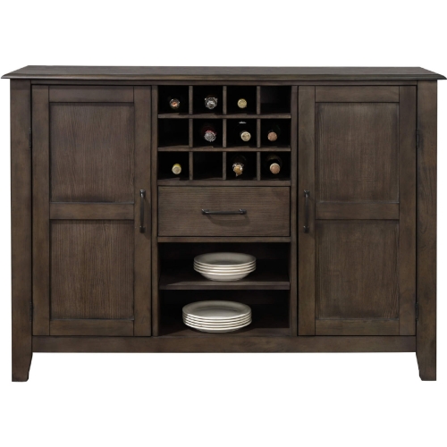 Cali Server with Wine Storage in Brown Wood