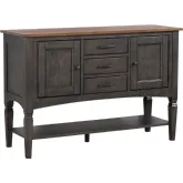 Dakota 54" Buffet Sideboard in Distressed Brown & Ash Gray Solid Wood