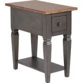 Dakota 14" Narrow 1 Drawer End Table w/ Shelf in Distressed Brown & Ash Gray Solid Wood