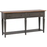 Dakota 62" Console Sofa Table w/ Drawers & Shelf in Distressed Brown & Ash Gray Solid Wood