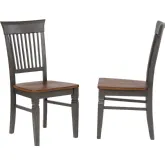Dakota Slat Back Armless Dining Chairs Distressed Brown & Ash Gray Solid Wood (Set of 2)