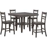 Shades of Gray 5 Piece Square Counter Dining Set in Weathered Gray