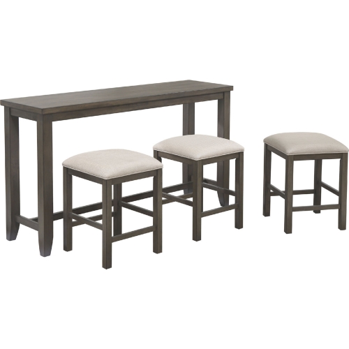 Shades of Gray 4 Piece 65" Counter Dining Set in Distressed Gray & Fabric