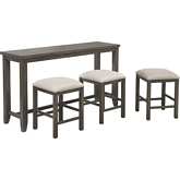Shades of Gray 4 Piece 65" Counter Dining Set in Distressed Gray & Fabric
