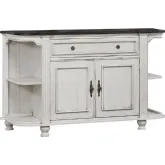 French Chic Buffet Sideboard in Antique White & Walnut Brown Wood