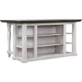 French Chic 71" Dropleaf Kitchen Island in Antique White & Planked Walnut Brown Solid Wood