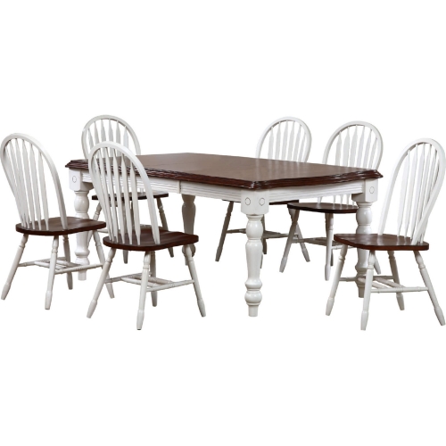 Andrews 7 Piece 72" Extension Dining Set in Antique White & Chestnut Brown