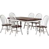 Andrews 7 Piece 72" Extension Dining Set in Antique White & Chestnut Brown