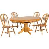 Selections 5 Piece 48" Round to 66" Oval Dining Set in Light Oak Finish