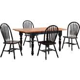 Selections 5 Piece 72" Drop Leaf Extension Dining Set in Distressed Black & Cherry