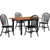 Selections 5 Piece 60" Extension Dining Set in Distressed Black & Cherry