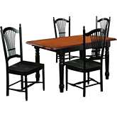 Selections 5 Piece 60" Extension Dining Set in Distressed Black & Cherry