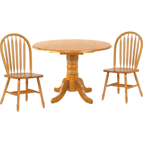 Selections 3 Piece 42" Round Extension Dining Set in Oak Finish
