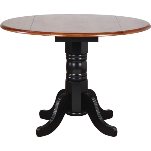 Selections 42" Round Extension Dining Table in Antique Black & Cherry