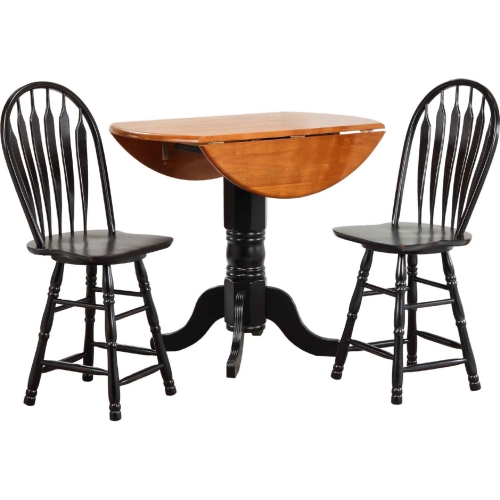 Selections 3 Piece 42" Extension Counter Dining Set in Distressed Black & Cherry
