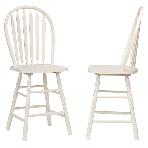 Andrews Arrowback 24" Bar Stool in Distressed Antique White (Set of 2)