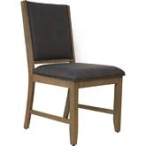 Saunders Parson Dining Chair in Acacia Wood & Gray Fabric (Set of 2)