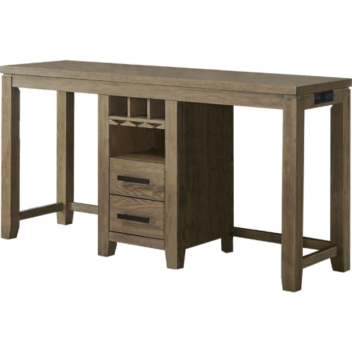 Saunders 71" Narrow Console Table with USB Power in Distressed Brown Acacia Wood