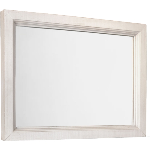 Rustic French Mirror in Distressed White & Brown Wood