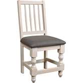 Rustic French Dining Side Chair in Distressed White & Brown Wood (Set of 2)
