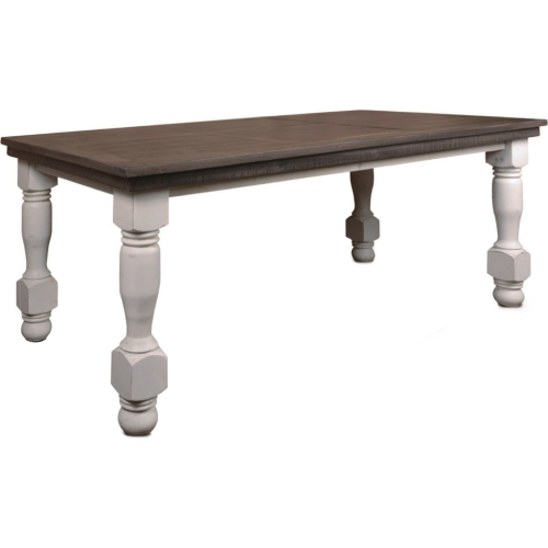 Rustic French 78" Dining Table in Distressed White & Brown Wood