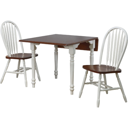 Andrews 3 Piece 48" Extension Dining Set Antique White & Brown